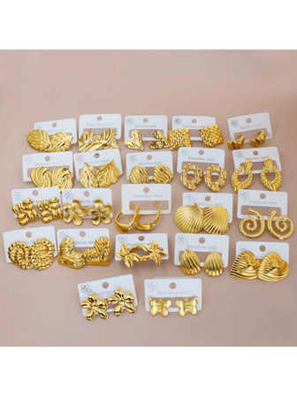 20 Fashionable And Personalized Random Style Card Earring Sets, Stainless Steel Stud Earrings For Classmates And Friends, Factory Direct