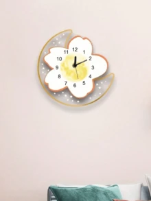 1 件静音无滴答现代满月挂钟，电池供电，适用于客厅、卧室、厨房、办公室、健身房、家居装饰、家居装饰、房间装饰