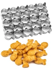 25 件梅花 & 心 & 鱼形不锈钢饼干模具，DIY 迷你饼干手工饼干翻糖模具