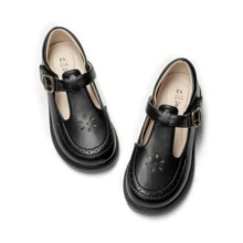 Girls Mary Jane Ballet Flats – School Uniform Dress Shoes For Toddler & Little Girls(Back To School Shoes) - 黑與白 - 查看 4