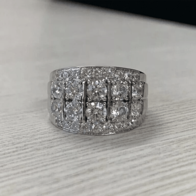 خاتم فضة عيار 925 بتصميم هندسي بسيط مرصع بحجر كريستال مكلل, مجوهرات عالية الجودة لارتداء النساء اليومي الأنيق