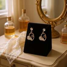 Elegant Women's Gold Plated Heart Necklace + Earring Kit - 心 - 查看 5