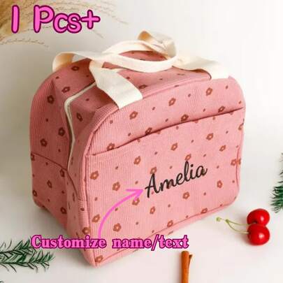 1 pièce Sac à déjeuner personnalisé brodé, sac fourre-tout à déjeuner réutilisable personnalisé, personnalisation du nom, cadeau pour maman ou professeur