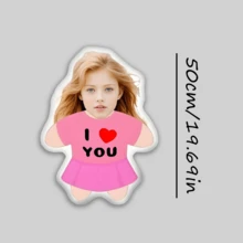 Personalized Face Pillow, Pink Dress, "I Love You" Custom Throw Pillow, Unique And Fun. Suitable For Father's Day, Mother's Day, Halloween, Christmas, Christmas Eve, Valentine's Day, Birthday, Anniversary, Thanksgiving And Other Occasions. - Multicolor - View 14