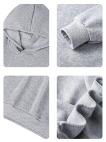 1件装男童休闲山海景图案套头卫衣，保暖内衬，宽松版型，秋冬款