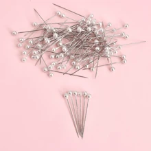 100/200/300/500pcs Round Pearl Head Pins, Quilting Pins, Fabric Pins, For Handcraft, Sewing, Edging Craft, Jewelry Components Decoration Wedding Pearl Flower Pins
