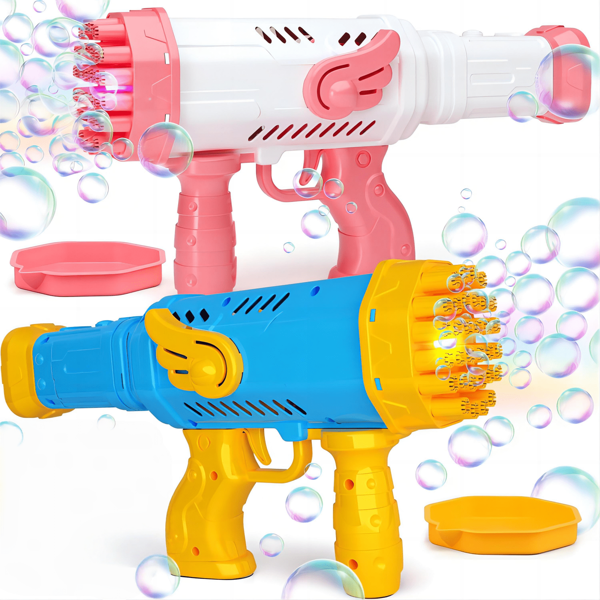 Pistola de burbujas de 32 agujeros para niños - Máquina de burbujas de ángel de mano para juego al aire libre en verano, detalles de fiesta y regalo (3+ años)
