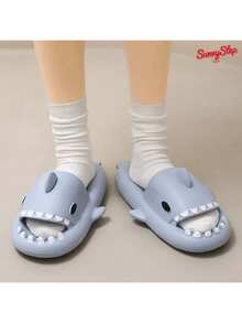 Pantuflas Shark EVA para mujer | Pantuflas antideslizantes para estar por casa | Cómodas | Aptas para baño y playa | Adultos | Nuevo diseño - Celeste - Ver 4