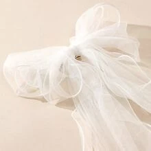1件装女士简约蝴蝶结发夹，新娘配饰，情人节配饰，婚礼发饰 - 白色 - 查看 4