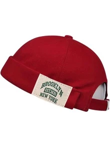 1 Piece BROOKLYN EST1631 NEW YORK Monogram Miki Hat, Smart Casual Versatile Brimless Hat, Distinctive Baseball Cap, Solid Melon Skin Hat - Multicolor - View 11