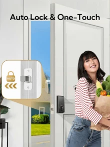 Keyless Entry Smart Door Lock Keypad, 50 User Codes Anti-Peep Password, One Touch Lock Auto Lock, Type-C Emergency Power, Easy Install Zinc Alloy Deadbolt Bronze - màu đen - Xem 5