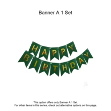 绿色生日装饰，翠绿色和金色气球派对装饰生日快乐横幅翠绿色流苏窗帘生日桌布纸绒球女士男士生日装饰 - 綠金生日快樂套 - 查看 7