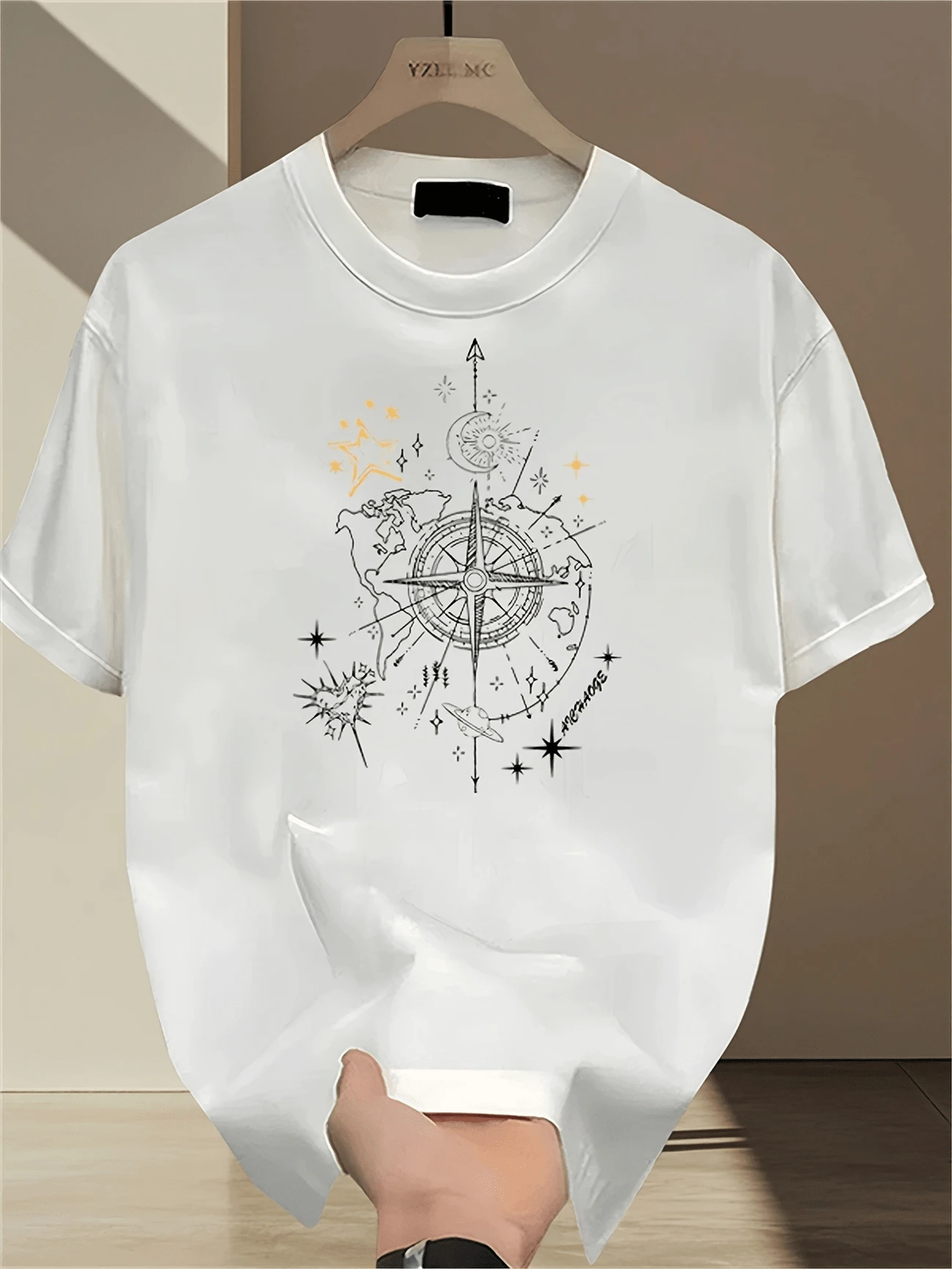 T-Shirt Map Compass Shirt Blouse Unisex Male Female 100% Cotton Top Premium Street Wear New Release Immediate Shipping Various Colors!! Plus Size - trắng - Xem 1