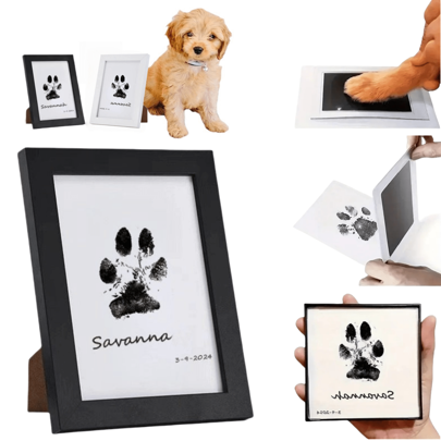 1 kit per l'impronta della zampa dell'animale domestico, include 2 fogli, cuscinetto per inchiostro e cornice - cuscinetto per inchiostro memoriale ideale per cani, gatti, criceti e altri animali domestici - per catturare permanentemente l'impronta della zampa del tuo animale domestico come memorabilia della sua storia