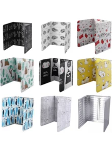 Aluminum Foil Kitchen Splash Guard, Thin Metal Material, Non-Stick Pan Splash Guard, Kitchen Gas Stove Insulation, Heat-Resistant Oil Net, Cooking Essential Accessories, Lightweight And Foldable, Non-Food Contact Oil And Heat Protection, Suitable For Kitchen Gas Stoves, Cooking Protection - Multicolor - View 4