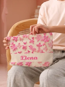 1 szt. Niestandardowa torba toaletowa z motywem imienia i kwiatów, idealna do przechowywania i przenoszenia przyborów toaletowych w podróży, odpowiednia dla dzieci i nastolatków, można ją dostosować do własnego projektu lub imion jako prezent dla przyjaciół i rodziny