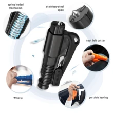 1 Piece Of 2-In-1 Emergency Seat Belt Cutter With Car Keychain, Hammer, Mini Fire Hammer, Car Emergency Escape Tool, Window Breaker, Portable Rescue Tool Keyring, Emergency Hammer, Car Emergency Escape Device Window Breaker, Multi-Functional Emergency Window Glass Breaking Tool For Life Saving - Easy To Break Glass And Cut Belt In Emergency Situations Multicolor School Car Accessories Cute Goth Y2k