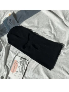 1件男女款开眼针织帽，防风保暖帽，防风保暖趣味设计帽，适合学生、青少年、礼物、礼品 - 黑色 - 查看 7