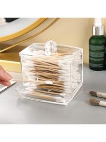 100支双头圆形清洁棒，卫生清洁棒，家用卸妆棒 - 白色 - 查看 1