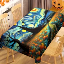 1/20pcs Halloween Tablecloth, Abstract Retro Pumpkin Pattern Tablecloth, Suitable For Halloween Party Decoration Tablecloth, Carnival Kitchen Table Decoration, Gift, Holiday Decoration, Room Decoration, Halloween Decoration