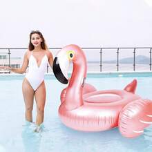 1pc Inflatable Flamingo Floating Bed, Suitable For Swimming Pool Party, Beach, Seaside Swimming, Beach Essentials, Beach Accessories - Bright Pink - View 6