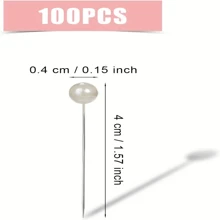 100/200/300/500pcs Round Pearl Head Pins, Quilting Pins, Fabric Pins, For Handcraft, Sewing, Edging Craft, Jewelry Components Decoration Wedding Pearl Flower Pins