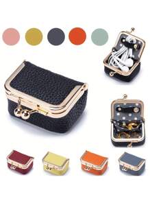 Nuevo joyero de piel sintética de unicolor para mujeres, organizador de anillos, collares, aretes, monedero mini con cierre de beso, cartera de Halloween, estuche de viaje para joyas, caja de almacenamiento de cosméticos, monedero mini, regalo de Navidad, regalo divertido, regalo pequeño, regalo para el Día del Maestro, regalo para mujeres