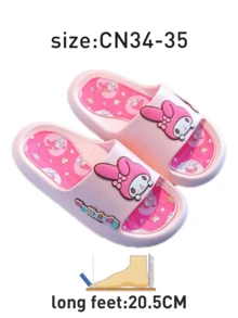 Sanrio Cute & Comfortable Summer Slippers(Pink-My Melody), Anti-Slip Sole, Lightweight & Soft, Indoor/Outdoor Cartoon Slide Sandals, with Multiple Sizes Available, Cute Cartoons Characters Designs, Parent-Child Matching