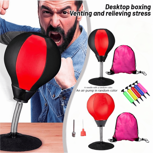 Eisgletscher Stress Relief Tisch-Sandsack, ausgestattet mit Tischklemme und extrasaugstarkem Saugnapf, einfache Installation, inklusive praktischer Aufbewahrungstasche, Tisch-Sandsack Speedball, Boxen, Fitness, Muay Thai, Training mit aufblasbarem Schreibtisch Gegenobjekt, Taekwondo Sack, Mini Tisch-Sandsack Saugnapf Stressabbau für Kraft- und Reaktionstraining, Heimtraining mit Aufbewahrungstasche