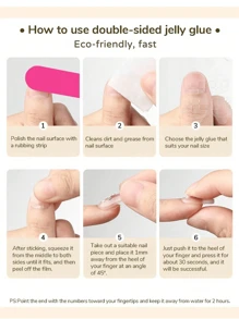 10 件梯形微笑法式人造指甲贴，简约别致高端优雅白色短指甲美甲贴纸装饰，适合日常、节日和约会按压指甲美甲用品 - 白色 - 查看 6