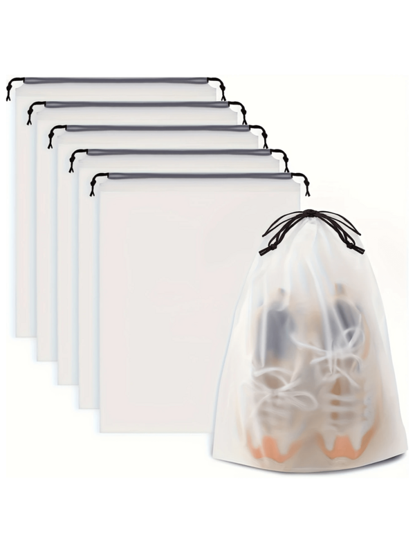 2/5/6 Pcs Non-Woven Fabric Travel Shoe Bags Set, Drawstring Closure Shoe Organizer Bags For Shoes, Sneakers, Slippers, Suitable For Men And Women, Travel Essential