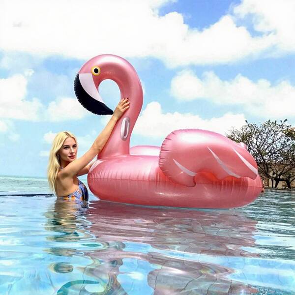 1 Peça Cama Flutuante Inflável em Formato de Flamingo, Adequada para Festa na Piscina, Praia, Natação no Mar, Essenciais de Praia, Acessórios de Praia