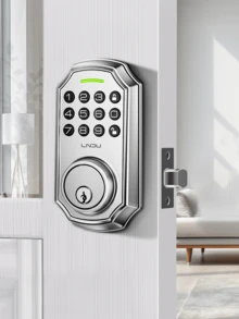 Keyless Entry Smart Door Lock Keypad, 50 User Codes Anti-Peep Password, One Touch Lock Auto Lock, Type-C Emergency Power, Easy Install Zinc Alloy Deadbolt Silver - 銀色 - 查看 1