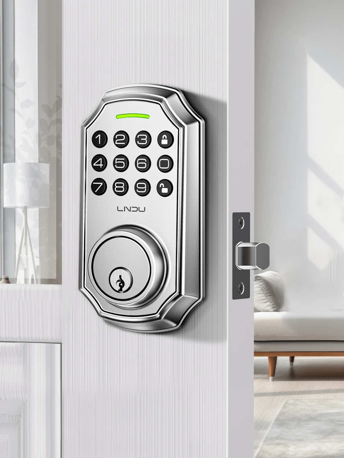 Keyless Entry Smart Door Lock Keypad, 50 User Codes Anti-Peep Password, One Touch Lock Auto Lock, Type-C Emergency Power, Easy Install Zinc Alloy Deadbolt Silver - 銀色 - 查看 1