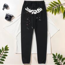 Spider Web Fashion Hip-Hop Printed Flower Hoodie, European And American  Brand Large-Sized Loose Men's And Women's Hooded Sweatshirt Set - 黑色 - 查看 3