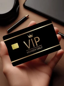 1张黑金VIP信用卡装饰贴纸，PVC材质，创意个性化超薄炫酷防指纹耐用信用卡保护贴，高品质，防刮擦，男女通用，适用于小型芯片卡、银行卡、信用卡、交通卡、学生证等。可用于DIY装饰，也可用于名人社交入场券和其他奢侈品配件。 - 彩色 - 查看 5