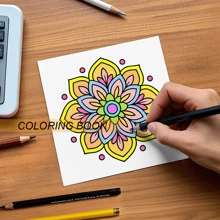 适合成人、青少年和学生的豪华曼陀罗着色书，儿童 DIY 绘画绘图 - 24 页 - 升级厚纸，独特封面 | 情人节、圣诞节、万圣节等的完美放松礼物，可用作学校用品、返校