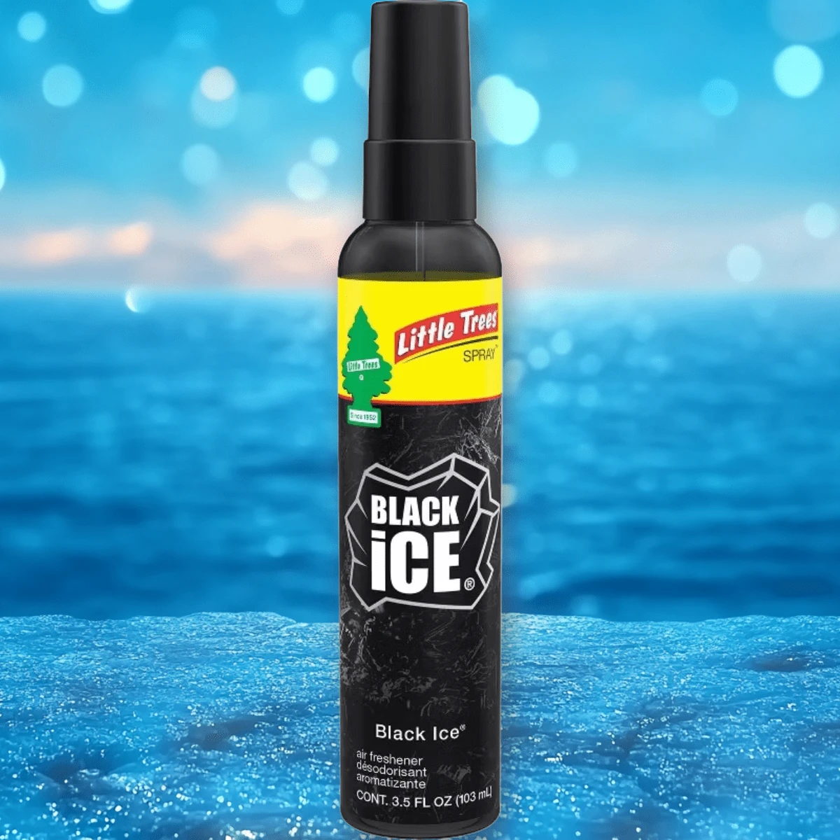 Little Trees 3.5 Fl Oz Ice Pump Spray Black Ice: Car Freshener Spray, Disposable Air Freshener, Scented Car Supplies - 1 - View 1