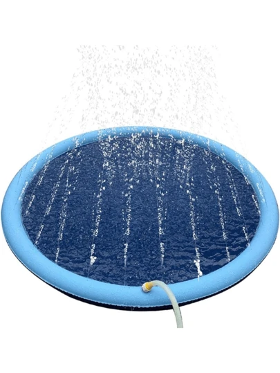 Esterilla refrescante para mascotas, rociador para mascotas, juego de piscina, inflable, bañera para perros, 1 unidad, 100 x 100 cm