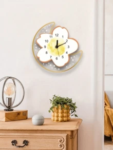 1 件静音无滴答现代满月挂钟，电池供电，适用于客厅、卧室、厨房、办公室、健身房、家居装饰、家居装饰、房间装饰