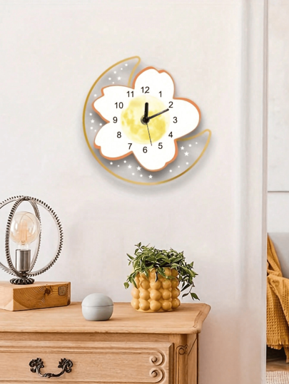 1pc Silent Non Ticking Moderne Full Moon Wand Clock, Battery Operated Living Room, Bedroom, Kitchen, Office, Gym, Home ,Home ,Room Birthday Graduation Klok Bedroom Dormitory Back To School view 3