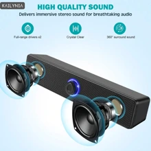 kailynia 电脑扬声器，USB 供电 PC 扬声器有线立体声桌面扬声器适用于电脑、台式机、笔记本电脑、PC、平板电脑、手机、CD 播放器、音箱 >3.5 毫米、电视屏幕、扬声器、扬声器 - 黑色 - 查看 3