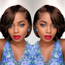 13x4 Lace Frontal Short Bob Straight Human Hair Wig Multiple Colors Brazilian Straight Short Pixie Cut Bob Wigs - S4 - Xem 1