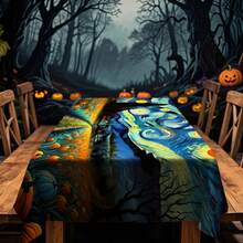 1/20pcs Halloween Tablecloth, Abstract Retro Pumpkin Pattern Tablecloth, Suitable For Halloween Party Decoration Tablecloth, Carnival Kitchen Table Decoration, Gift, Holiday Decoration, Room Decoration, Halloween Decoration
