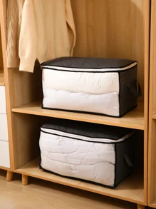 1 pieza Caja de almacenamiento de ropa plegable, bolsa de almacenamiento de gran capacidad, bolsa de almacenamiento de edredón de tela no tejida, bolsa de almacenamiento y transporte de edredón, bolsa de almacenamiento de equipaje de ropa, para almacenamiento y organización estacional
