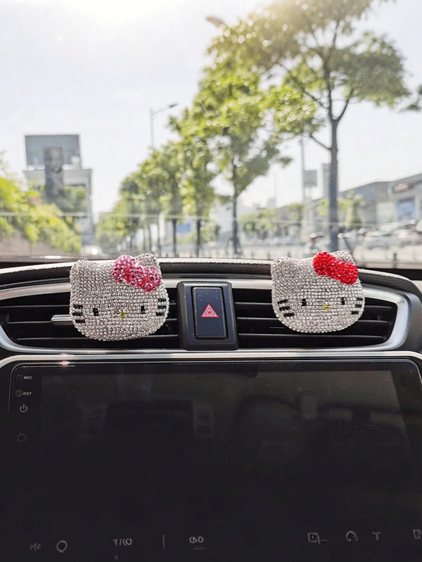 Sanrio Sanrio 1pc-Hello Kitty Rhinestone Aromatherapy Clip, Car Air Conditioning Vent Decoration, Cat Head, Car Air Freshener Clip, Car Interior Decoration, Desktop Decoration, Car Interior Decoration, Party Favors, Birthday Gifts, Gift Fillers, Genuine Authorization, Halloween Party, Birthday Party, Holiday Essentials, Phone Accessories, Car Accessories,