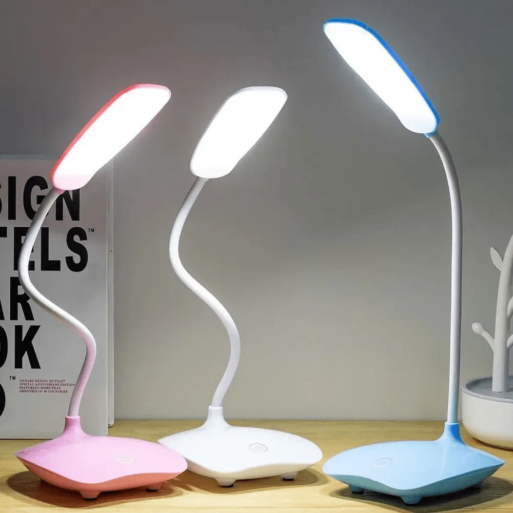 Lámpara LED de escritorio plegable, iluminación recargable por USB, 3 modos, Sensor táctil regulable, protección ocular, lámpara de lectura para estudiantes, luz nocturna - Blanco - Ver 1