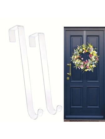 1pc Classic Transparent Plastic Wreath Door Hanger, 12inch/15inch - Multipurpose Door Hook, Suitable For Christmas, New Year Decor, Welcome Sign Storage, Home Holiday Decor, Christmas Decor, Room Decor, Winter Christmas Decor, Christmas Gift, Christmas Decoration
