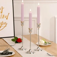 6pcs/3pcs Conical Metal Candle Holders Set, Electroplated Silver/Copper Tone In Multiple Colors, Suitable For Home, Restaurant, Holiday Party, Wedding, Does Not Include Candles - Silver - View 5