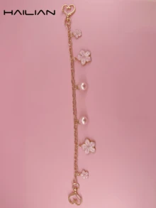 HAILIAN This Bag Charm Or Chain Features A Beautiful Cherry Blossom Theme, Made With Round Pearls And A Cute Cherry Blossom Pattern. It Can Be Used To Decorate Bags, As A Bag Charm, Or As A Birthday/Holiday Gift. - Pink - View 5